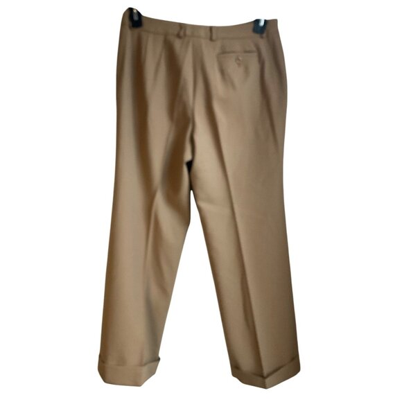 VTG Talbots Medium P Suit Set jacket and pants Wide Leg Wool Stretch Tan Beige - Picture 4 of 16